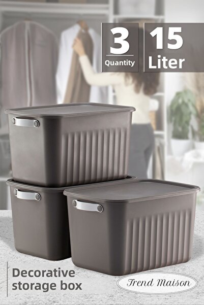 Trend Maison منظم متعدد الأغراض، صندوق بغطاء، صندوق تخزين مزخرف، منظم 3 قطع
