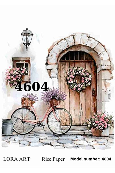 Lora Dekopaj 4604 ديكور باب، دراجة، لافندر، نمط المناظر الطبيعية من النحاس مق...