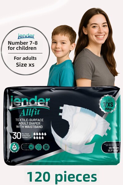 JENDER All Fit XS Diapers with Waist Tape - Special Size for Babies and Adults 4 Packs of 30
