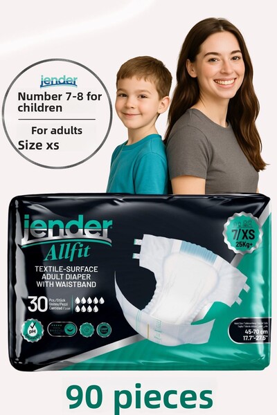 JENDER All Fit XS Baby Diapers with Waist Band 25+ kg Special Size 3 Pack of 30