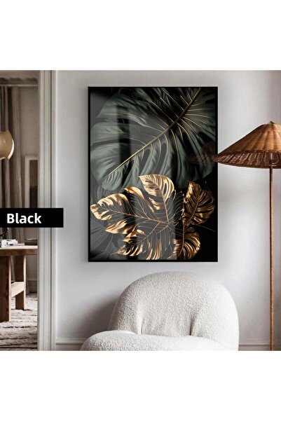 Harikabirev HARİKABİREV | MODEL MACRO FERME DE FOI DE AUR NEGRU | TABLA DE STICLA TEMPLATA CU CADRU, SIMPLE, VERTICALA