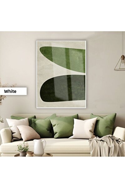 Harikabirev Amazing | Green-Grey Abstract Boho Model 02 | Framed Tempered Glass Table Single Vertical