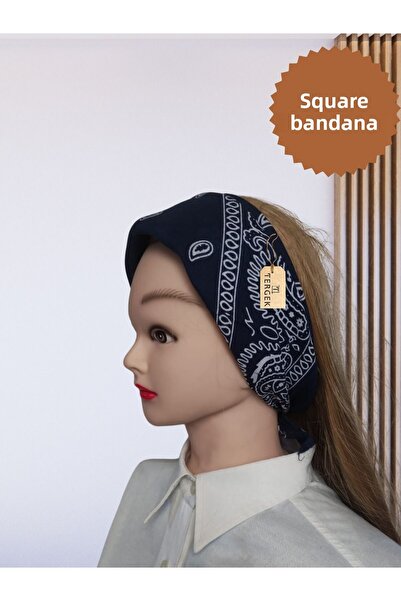 Tergek Bandana de păr pătrată albastru închis, bandană cu model Sport Cook As...