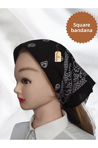 Tergek Bandana de păr pătrată neagră, bandană cu model, sport, bucătar, asist...