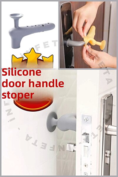 İnfeta Silicone Window Door Handle Protective Stopper Wall Anti-Collision App...