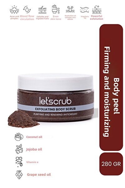 LET'SCRUB مقشر الجسم المضاد للأكسدة، مقشر الجسم ببذور العنب، منقي ومجدد 280 جرام