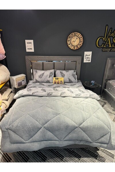 Violacasa Double Sided Welsoft Comforter Set Double Gray Feather