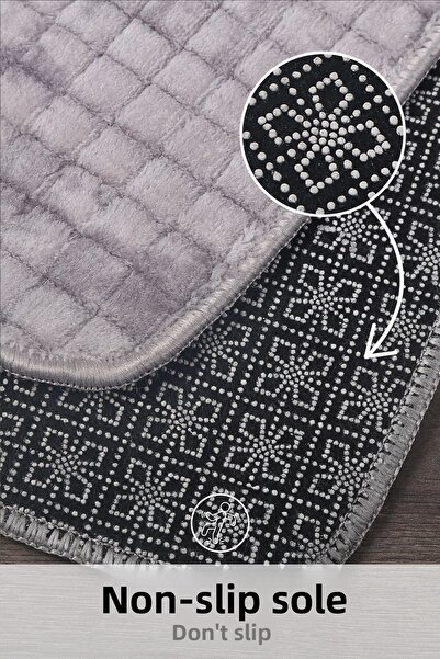 Bestekar Luxsquare Gray Large Size Non-Slip Based Washable Absorbent Soft Double Bathroom Mat Set