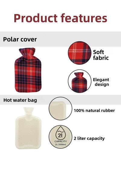 STLIFE Hot Water Bag with Fleece Cover Washable Warmer Pad Throat Neck Head Body Warm Holder 2 Liters