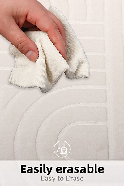 Bestekar Suvana Cream Large Size Non-Slip Base Modern Machine Washable Double Bathroom Mat Set