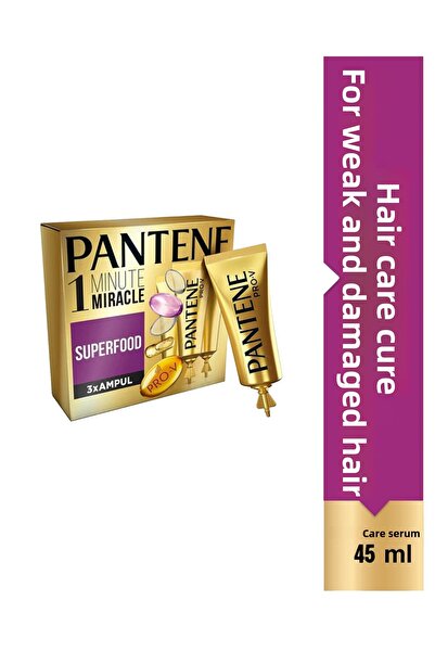 Pantene علاج أمبولة العناية بالشعر سوبر فود المعجزة في دقيقة واحدة 3x15 مل
