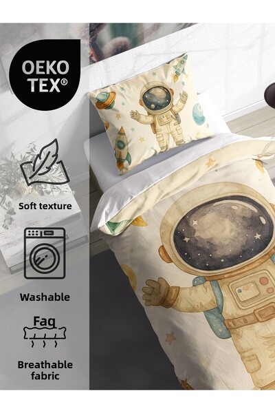 FAVOLLİ Space Adventure Single High Quality Duvet Cover Set