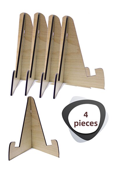 ouz dekor 4 Pcs Multipurpose Wooden Stand - Book Plate Photo Frame Stand Pedestal 9cm