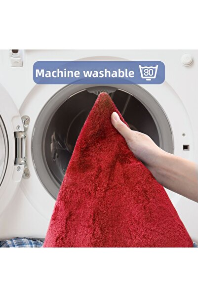 Bestekar Σετ μπάνιου Luvora Red Flat, αντιολισθητική βάση, που πλένεται στο πλυντήριο, μαλακό τριπλό σετ μπάνιου