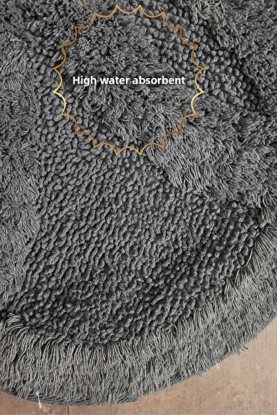 Bestekar Lora Anthracite 100x100 100% βαμβάκι που πλένεται στο πλυντήριο Μαλακό μοντέρνο χαλί/πατάκι μπάνιου