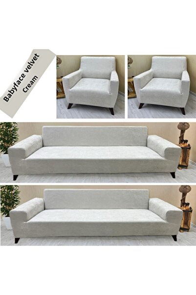 KILIFSAN Set de trei 2 piese din țesătură din catifea BABYFACE - Husă pentru canapea și scaun