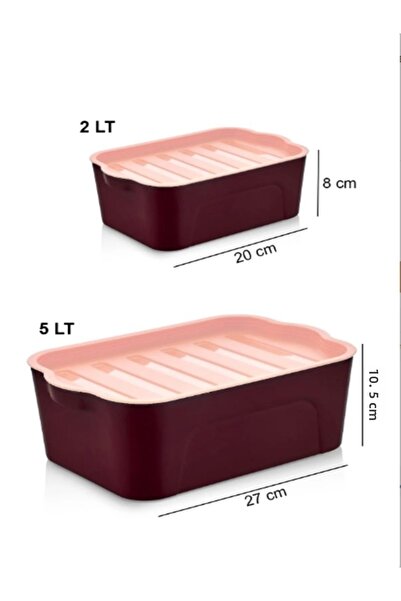 VİALEX Sultan 3-Piece Modular Storage Container (2X2Lt 1X5Lt) Claret Red