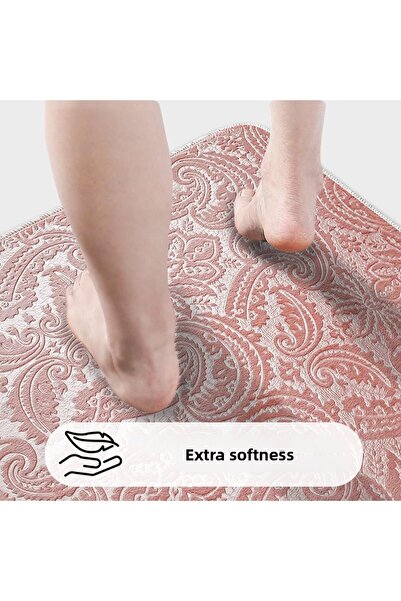 Bestekar Σετ μπάνιου 3 τεμαχίων με μαλακό μοτίβο σε σκόνη Luvora, αντιολισθητικό, που πλένεται στο πλυντήριο