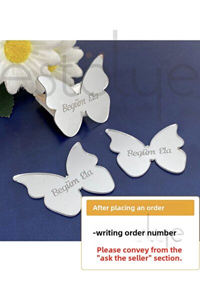 estölye نموذج الفراشة - هدية طفل بلاكسي لاصق فضي اللون - 30 قطعة