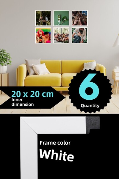 AtlasSG 21mm 6-Piece Frame Set 20X20 cm 6 Pieces Photo Picture Frame Wall Hanging Shatterproof Pvc
