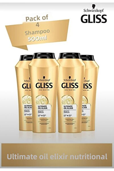 Gliss إكسير الزيت النهائي - 500 مل × 4 شامبو مغذي