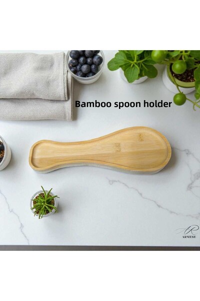 Ar Armese Natural Bamboo Spoon Rest, 28 cm Length Stylish and Durable Spoon R...