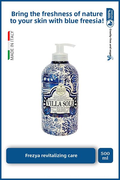 Nesti Dante Villa Sole Fresia Blu Eoilie - 500 مل صابون سائل منعش بالزهرة الزرقاء