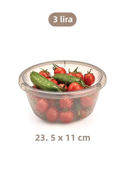 Melkan Home 3 Liter Smoked Basin - Dough Fermenting, Dish Basin and Mixing Bowl