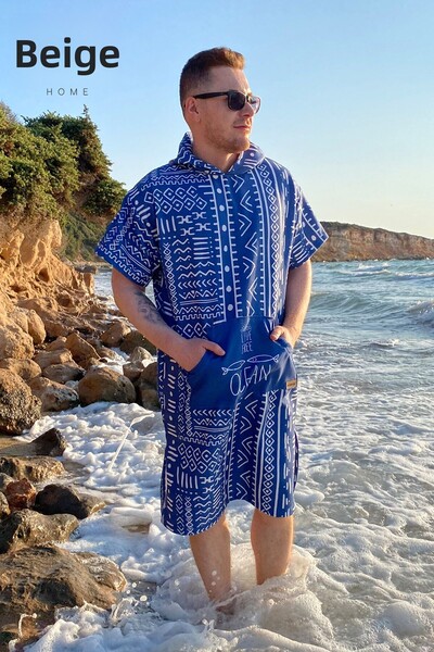 ECEMRE Καλοκαιρινό πόντσο για σέρφινγκ - Πετσέτα παραλίας με κουκούλα και μπουρνούζι (ΔΩΡΕΑΝ) Καλοκαίρι