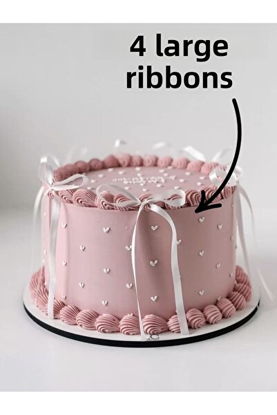 Fiyonks Atölye Panglică cu fundă peste balon de tort 4 bucăți panglică mare + 20 bucăți ornament de panglică mică