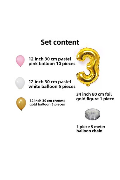 tedaks 9 Year Old Retro Chrome Gold Pink White Balloon Set Birthday Balloon with Gold Numbers Stylish Party Ornament