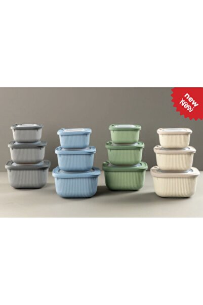 Stile Cucina Set of 12 Vacuum Storage Containers Suitable for Microwave and Freezer Use 4X(600-1100-1800ml)