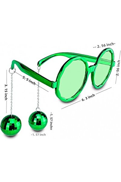 ForWhat نظارات ديسكو خضراء مع أقراط لمستلزمات مكتب المنزل والمكتب