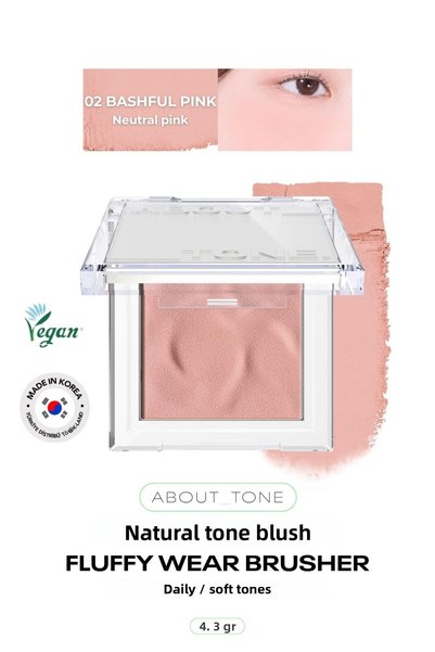 ABOUT TONE بودرة أحمر الخدود الكورية ذات اللون الطبيعي من تون فلوفي وير بلاشر