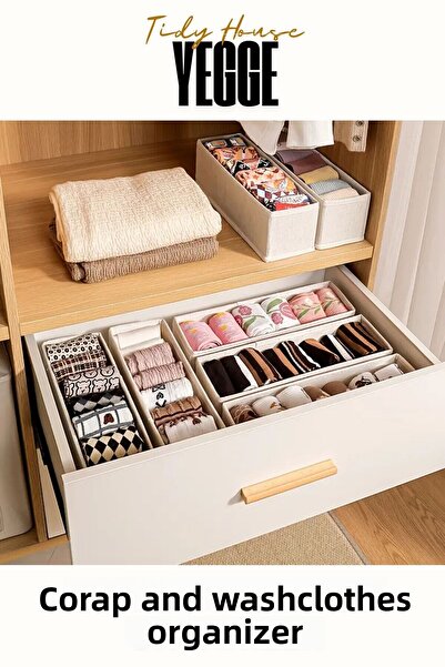 YEGGE قطعتان من منظم الأدراج والخزانة، منظم الرف، منظم الجوارب والملابس القابل للطي