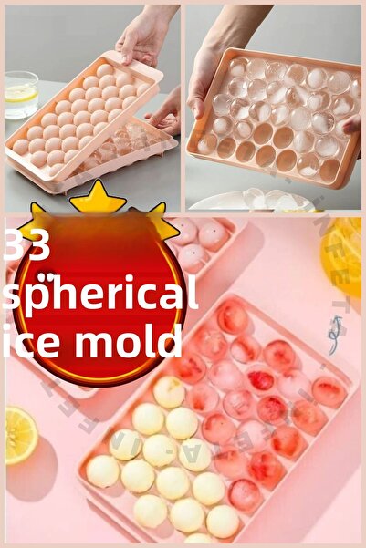 İnfeta 33 Compartment Sphere Ice Mold with Lid Drop Mode Ice Mold with Lid