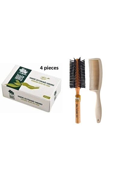 Tariş Olive Oil Hand and Hair Soap 125 Gr 4 Pieces Bio Care Comb Hair Brush Classic Shape Blow Dryer