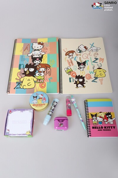 Hello Kitty Dekomus Licensed Hello Kitty and Best Friends Kuromi, Cinnamorol, My Melody Stationery Set 9 Pieces