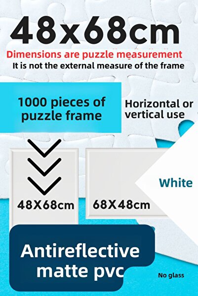 CreaWitch Puzzle Frame - 48X68 cm 1000 Pieces Color Black Brown Gold White Transparent Pvc