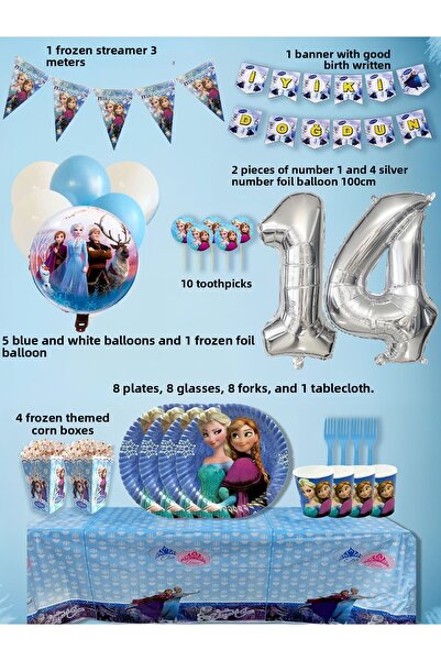 PartyPoo Frozen Elsa Themed Birthday Party Set for 8 People |   Birthday Cele...