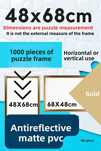 CreaWitch إطار أحجية - 48x68 سم 1000 قطعة لون أسود بني ذهبي أبيض شفاف PVC