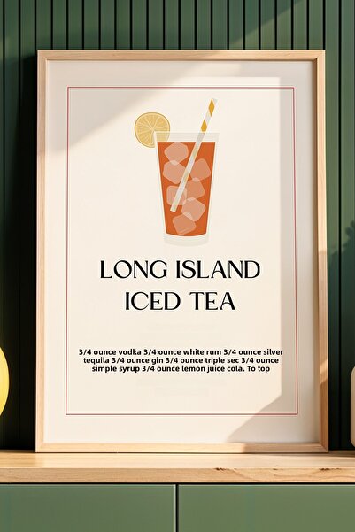 HİGUERA Long Island Iced Tea BAR Ζωγραφική τοίχου κουζίνας με φυσικό ξύλινο π...