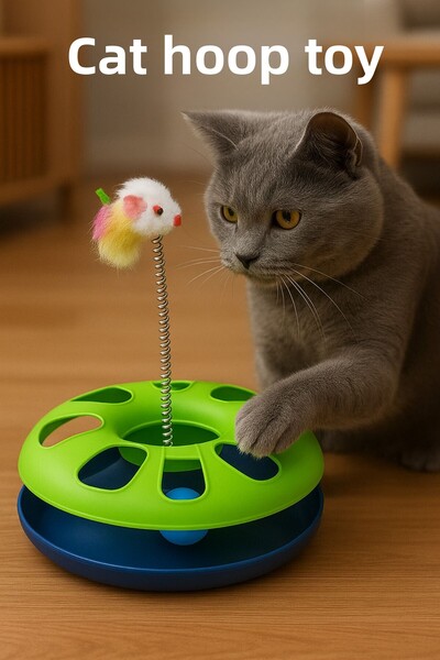 ego home Cat Hoop Toy with Pinwheel Ball Spring Mouse Cat Entertainment Accessory Cat Play Hoop