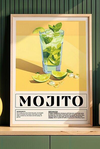HİGUERA Τραπέζι Mojito Cocktail με Φυσικό Ξύλινο Πλαίσιο για Κουζίνα