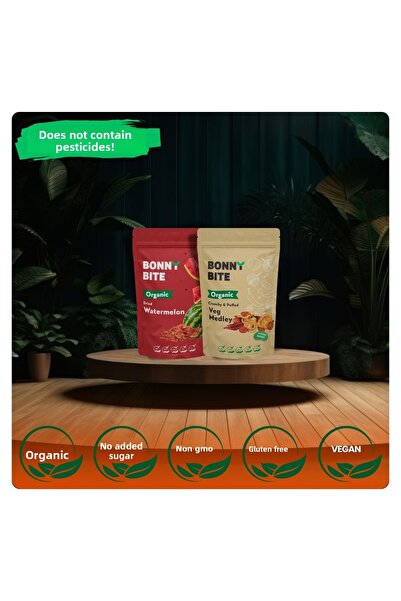 Bonny Bite بطيخ مجفف عضوي وخضروات مختلطة مقرمشة، عبوة مزدوجة