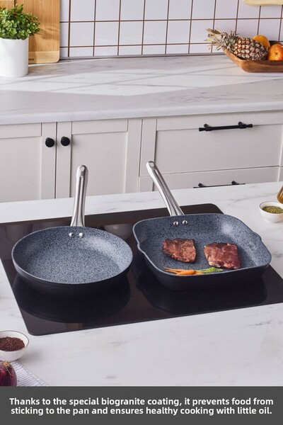 Karaca 2 Pcs Black Pan Grill Set Biogranit Monet
