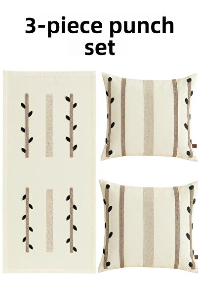 HD HOME COLLECTİON Set de 3 bucăți din lenjerie din seria Bohemian Dal, 40*110 cm Runner, 43*43 husă de pernă