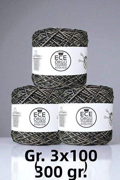 Ece Örgü Tasarım Atölyesi Πολύστρωμο μαύρο βαμβάκι μερσεριζέ, μείγμα από χρυσ...