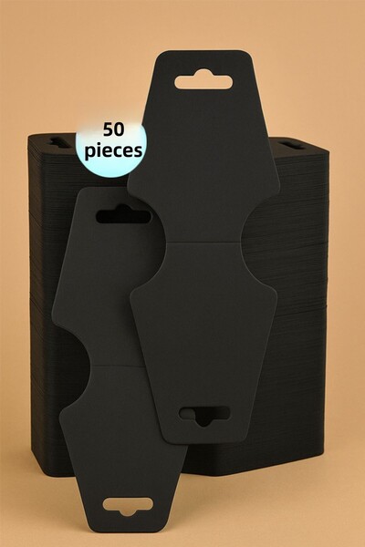 OLİ Art Jewelry Card and Bracelet Card Black 50 Pcs. Jewelry Hanging Card 9X4Cm Necklace Display Cards