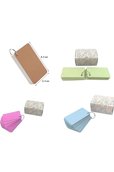 Copyder Alb, Albastru, Verde, Roz, Set de 4 Cărți de cuvinte cu Inel Metalic